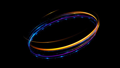 Glow effect. Ribbon glint. Abstract rotational border lines. Power energy. LED glare tape.
Luminous sci-fi. Shining neon lights cosmic abstract frame. Magic design round frame. Swirl trail effect.