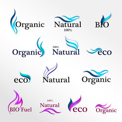 Fototapeta na wymiar Set Eco logos, design template elements, natural icon