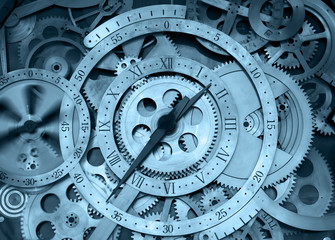Fototapeta na wymiar Rotating clock, close-up
