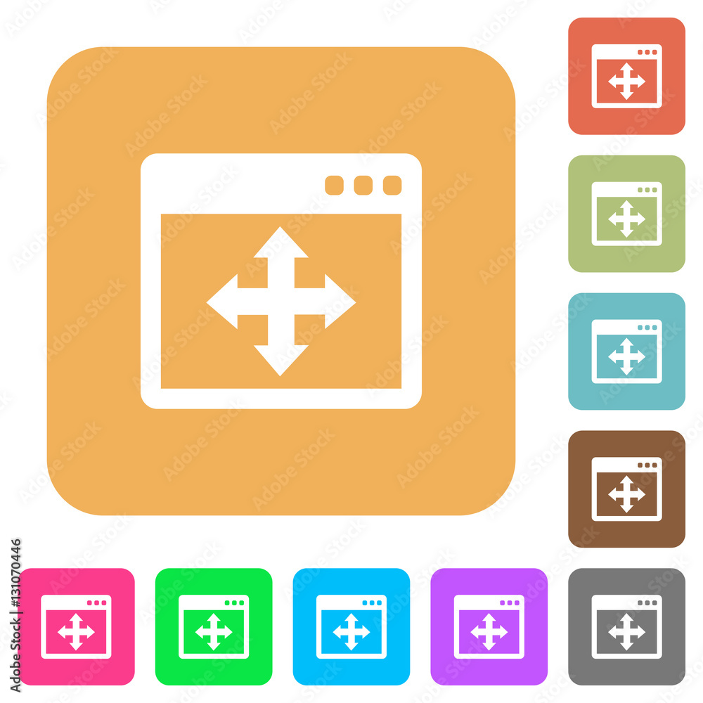 Poster move window rounded square flat icons
