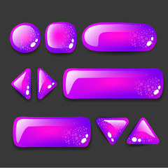 purple glass button for design mobile games