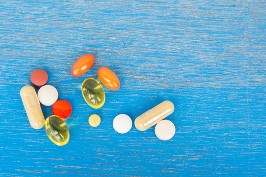 Drug on old wood table