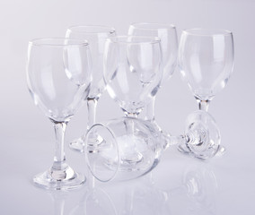 glass cup or empty glass cup on a background.