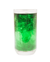 chlorophyll in glass isolated on white background