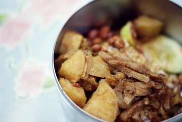 Malaysian vegetarian nasi lemak