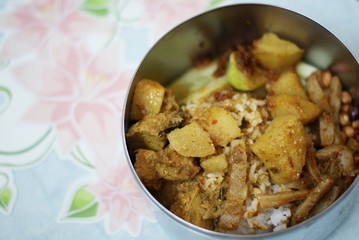 Malaysian vegetarian nasi lemak