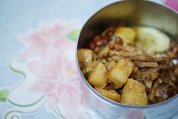 Malaysian vegetarian nasi lemak