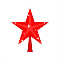 Christmas red Star for tree. decoration for fir-tree isolated. N