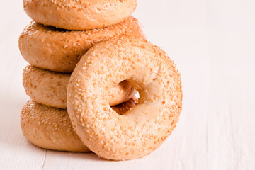 Sesame bagels. 