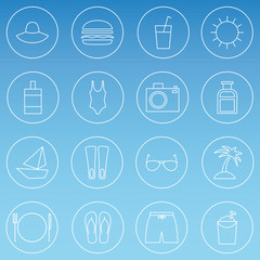 Travelling thin line icons set