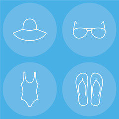 womens beachwear outline icon set 