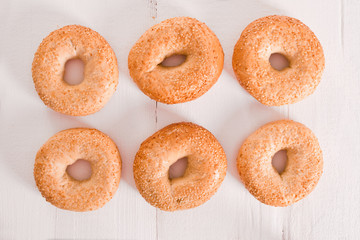 Sesame bagels. 