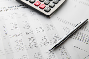 Naklejka na ściany i meble Pen, calculator On the financial account documents. Financial co