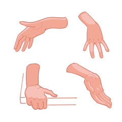 Set of hand gestures on white background. Vector illustration
