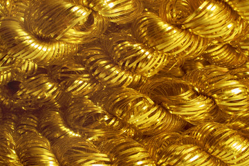 a roll of gold tinsel for the Christmas tree