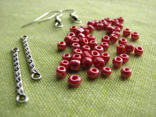 Beads and pieces for making earrings, handmade jewelry