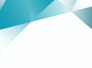 Abstract fractal background with irregular triangles pattern in teal and white gradients. Text space. For business, office, industry, technology and computer based designs, pamphlets, PC background.