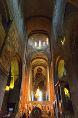 Mtskheta, Georgia - October 4, 2016: Interior of Svetitskhoveli Orthodox Cathedral