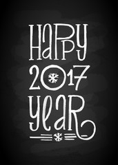 Happy New Year Chalk Board Lettering. Letters stylized for the drawing with chalk on the blackboard. Vector illustration