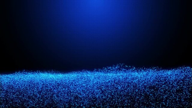 Slowly flowing waterfall effect with particles. Place for your text. Ultra High Definition 4K animation loop video.