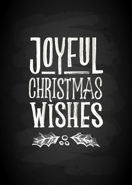 Merry Christmas and New Year Chalk Board Lettering. Letters stylized for the drawing with chalk on the blackboard. Vector illustration