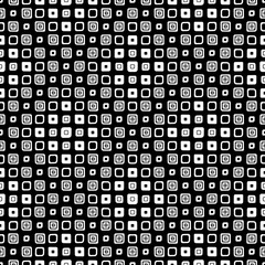Seamless vector geometrical pattern. Endless black and white background with hand drawn squares. Graphic illustration. Print for cover, fabric, wrapping, background.