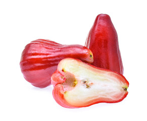 fresh rose apple with slice isolated on white background