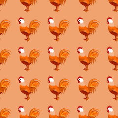 Seamless pattern with cock. Vector illustration
