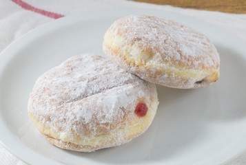 Two Fresh Donut Filled with Strawberry Jam