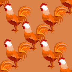 Seamless pattern with cock. Vector illustration