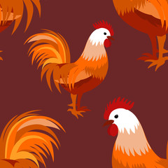 Seamless pattern with cock. Vector illustration