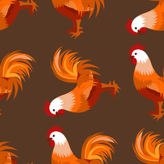 Seamless pattern with cock. Vector illustration