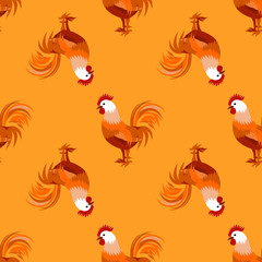 Seamless pattern with cock. Vector illustration