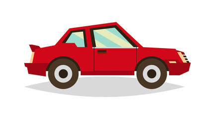 Red toy car. Vehicles for traveling. Vector illustration