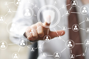 Business button shield virus security online icon