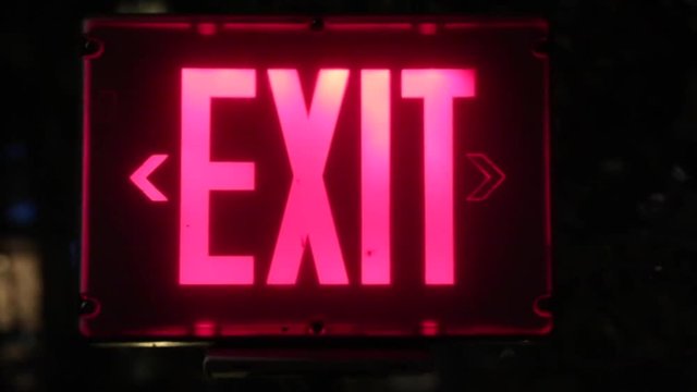 Emergency exit sign night