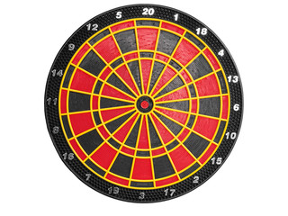 Electronic dartboard for soft tip darts isolated on white background