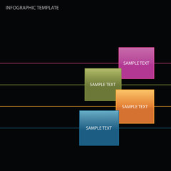 Vector infographics with colorful glossy boxes.