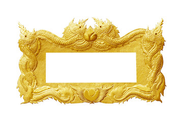 old decorative gold frame - handmade, engraved - isolated on whi