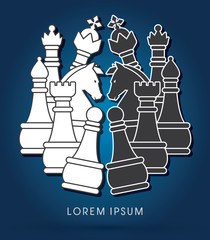 Chess Set, Fighting graphic vector