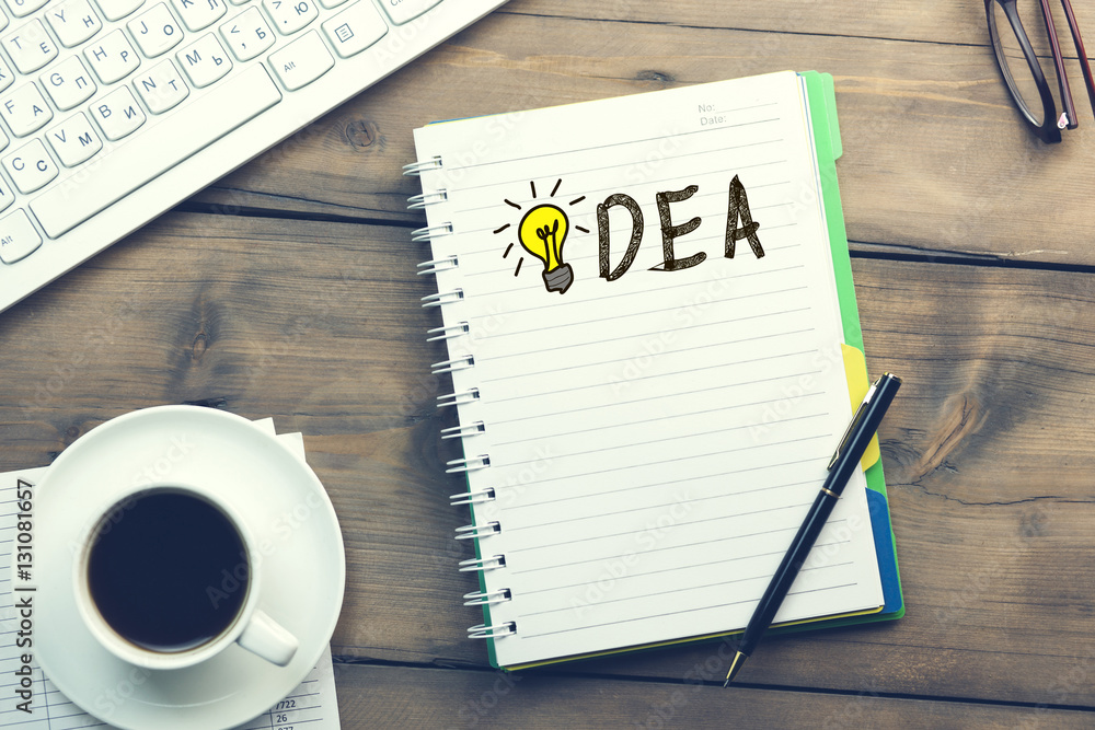 Aufkleber idea write on notepad