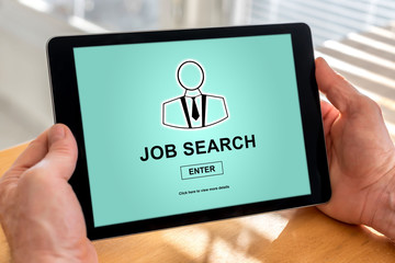 Job search concept on a tablet