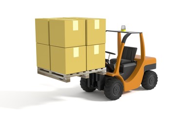 Forklift 3D rendering