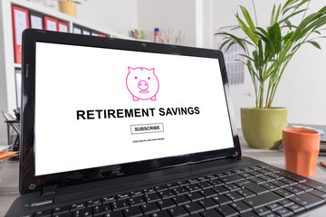 Retirement savings concept on a laptop