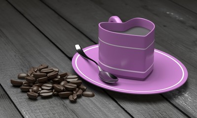 a drink made from the roasted and ground beanlike seeds of a tropical shrub, served hot or iced. 3d rendering