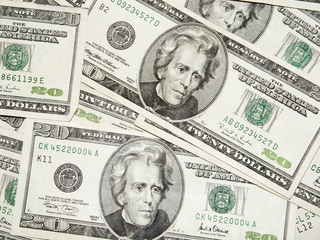 Money cash. $20 dollar bills. Currency.  