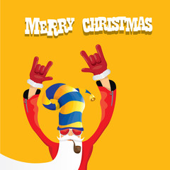 vector biker santa claus with smoking pipe.