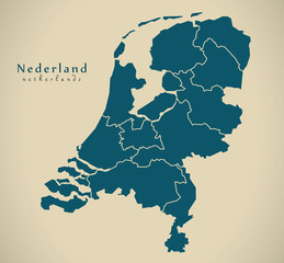 Modern Map - Netherlands with provinces NL illustration