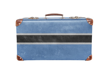 Vintage suitcase with Botswana flag