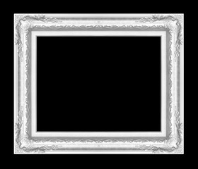 antique silver frame isolated on black background